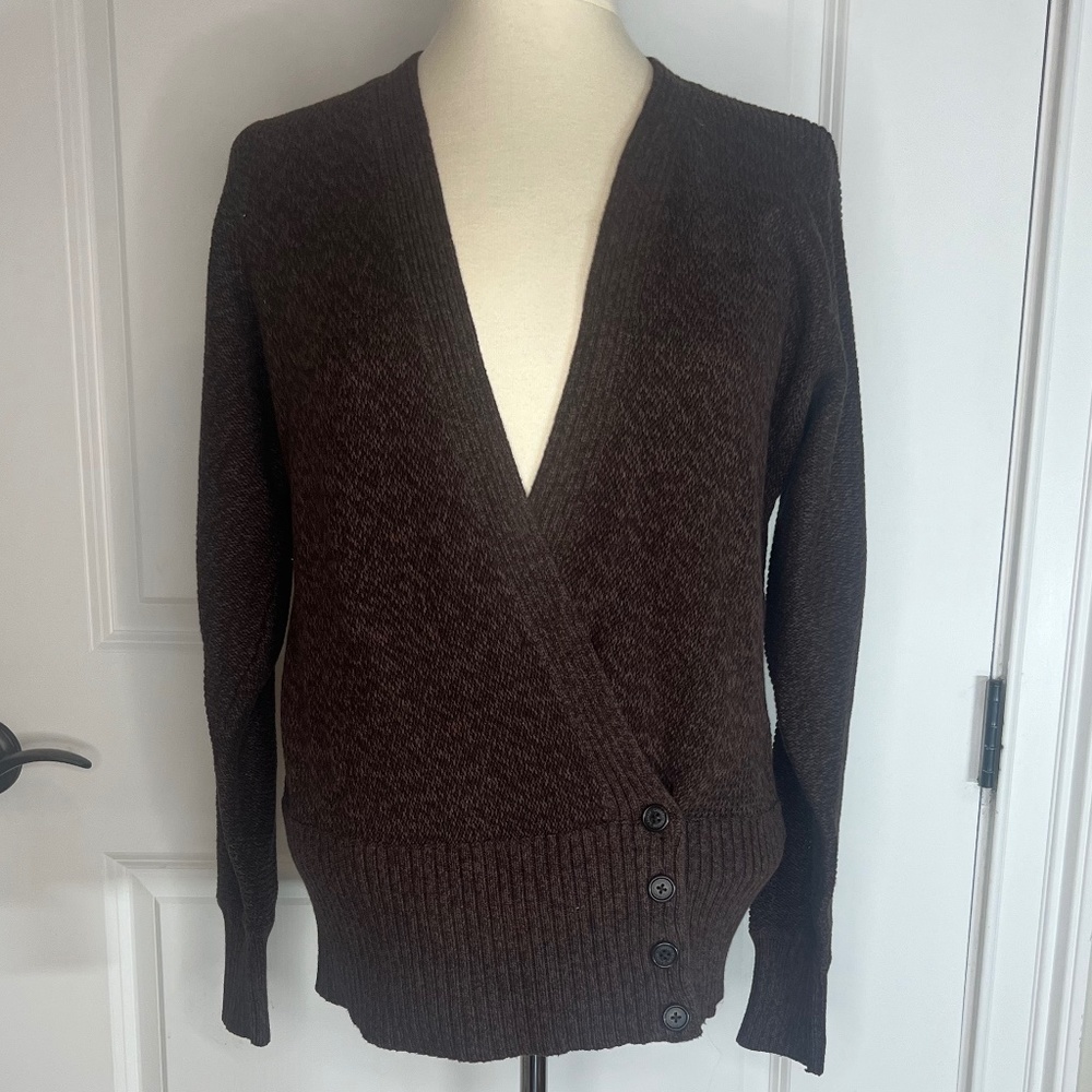 Lauren Ralph Lauren, Size M, Wrap With Buttons On Bottom Two Tone Brown Sweater